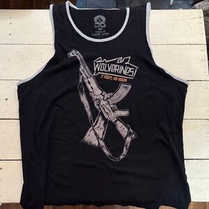 Wolverine Black and Gray Graphic Tank Top
